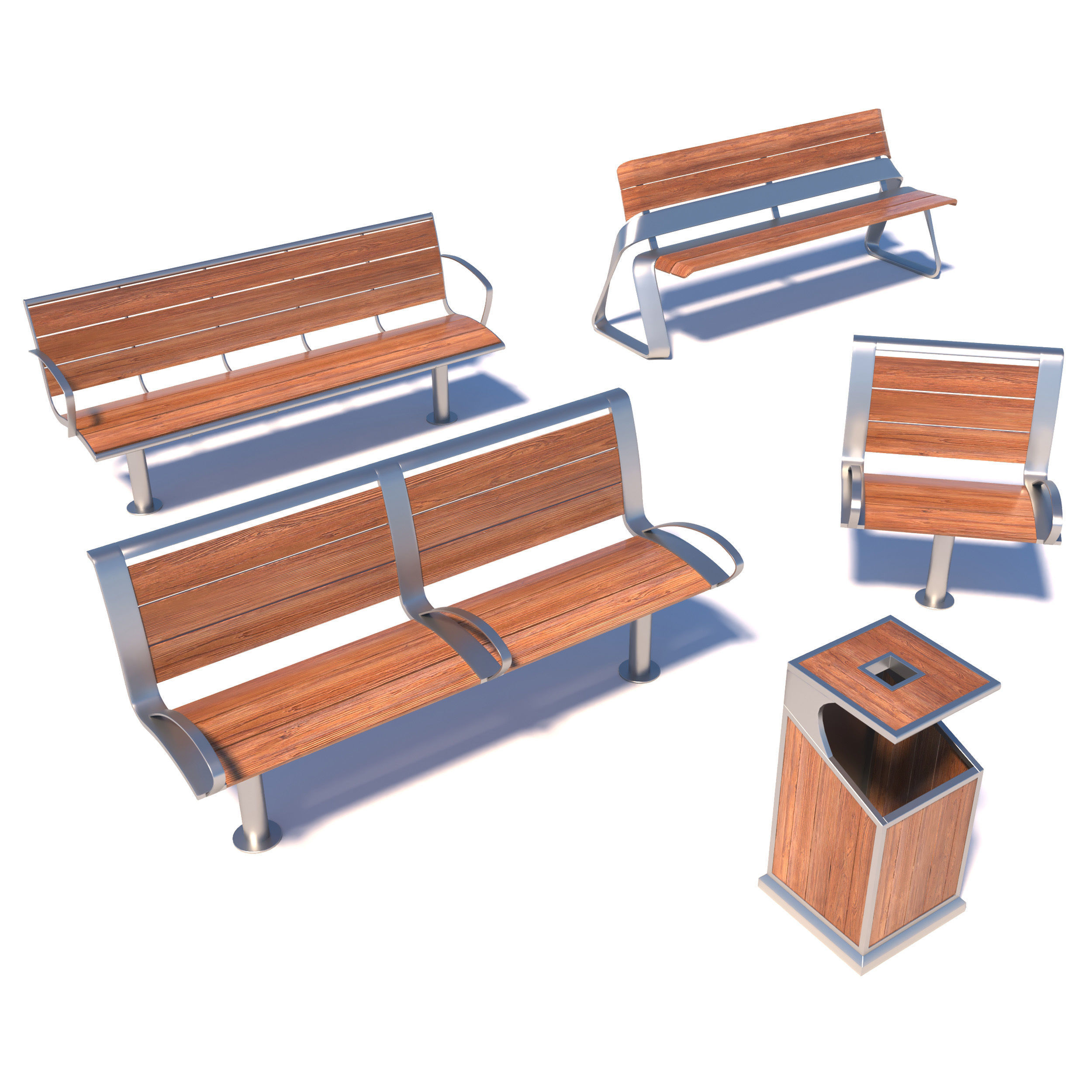 3D Street benches CGTrader
