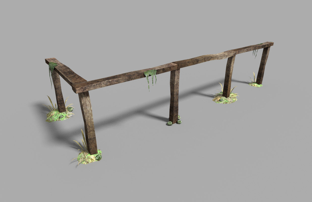 low poly medieval fence