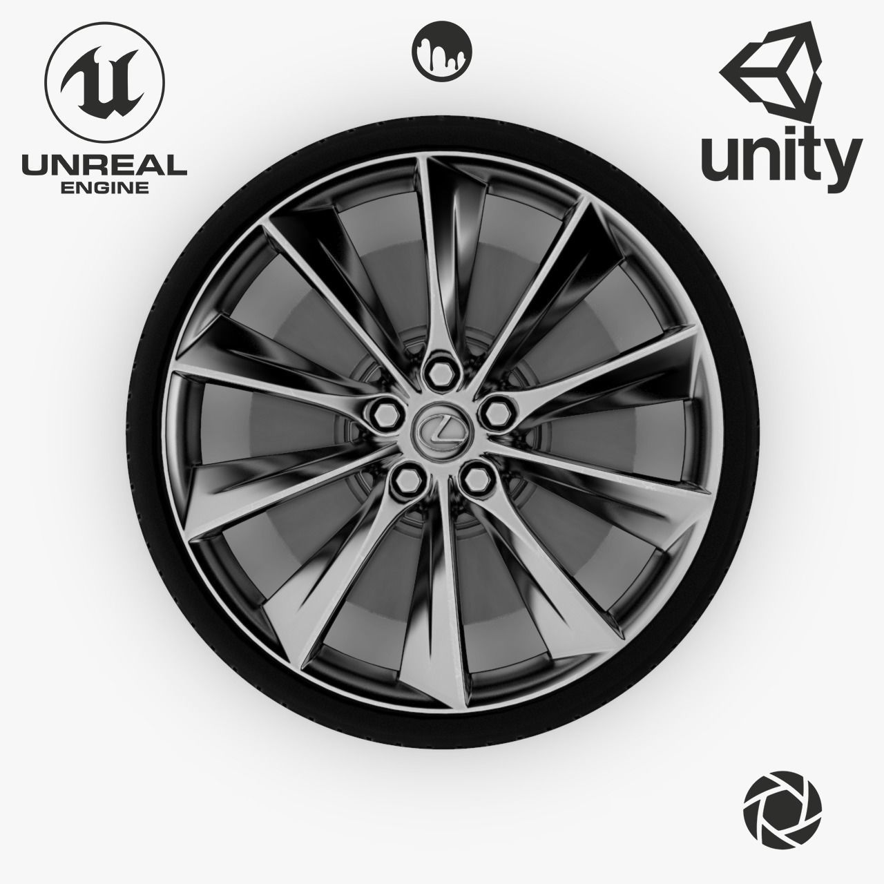 Wheel Steel-Chrome Alloy Rim Lexus 19 inch Michelin based Tire