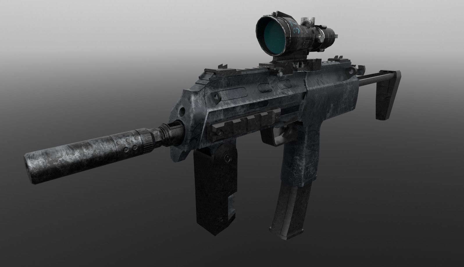 MP7 gun Low-poly 3D model