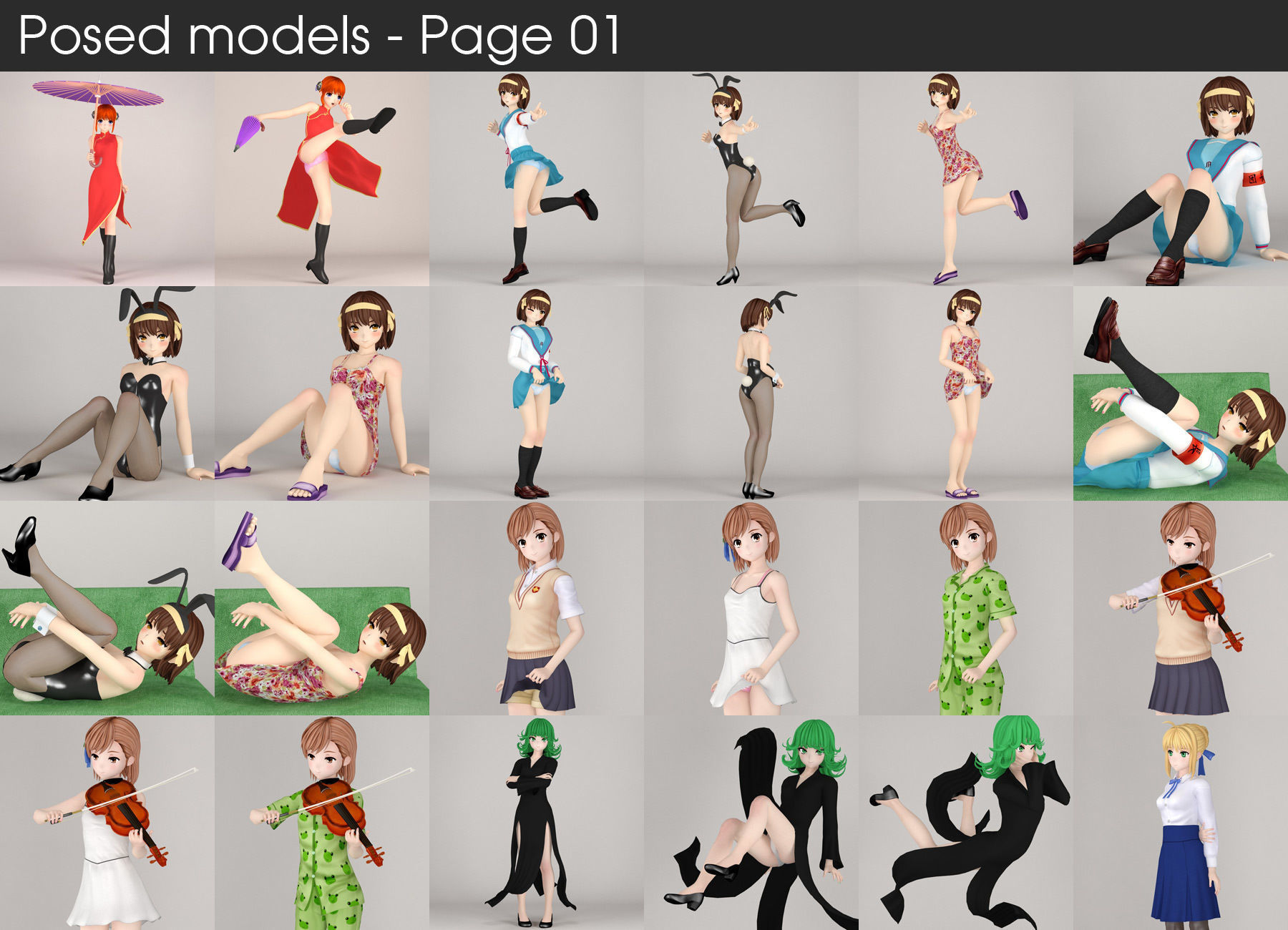 Anime girls collection 3D model_5