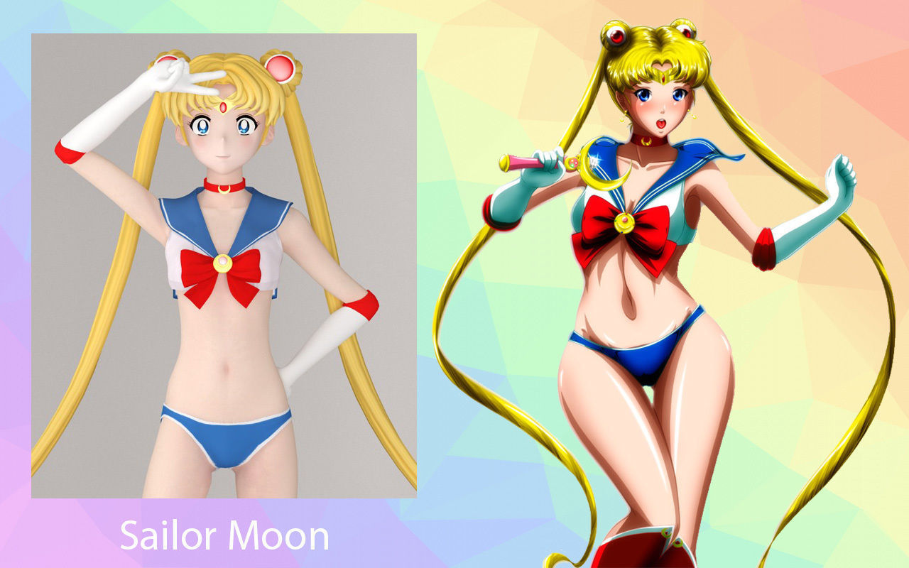 Anime girls collection 3D model_17