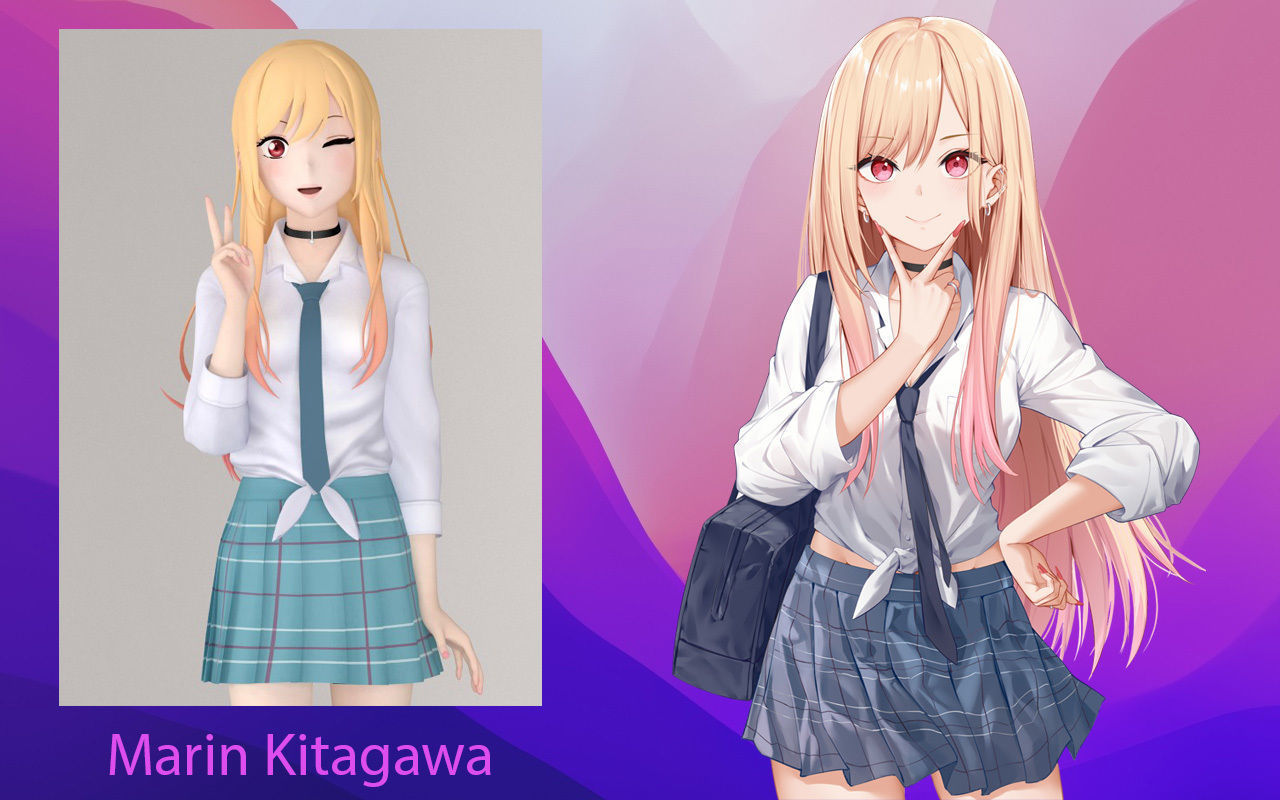 Anime girls collection 3D model_13