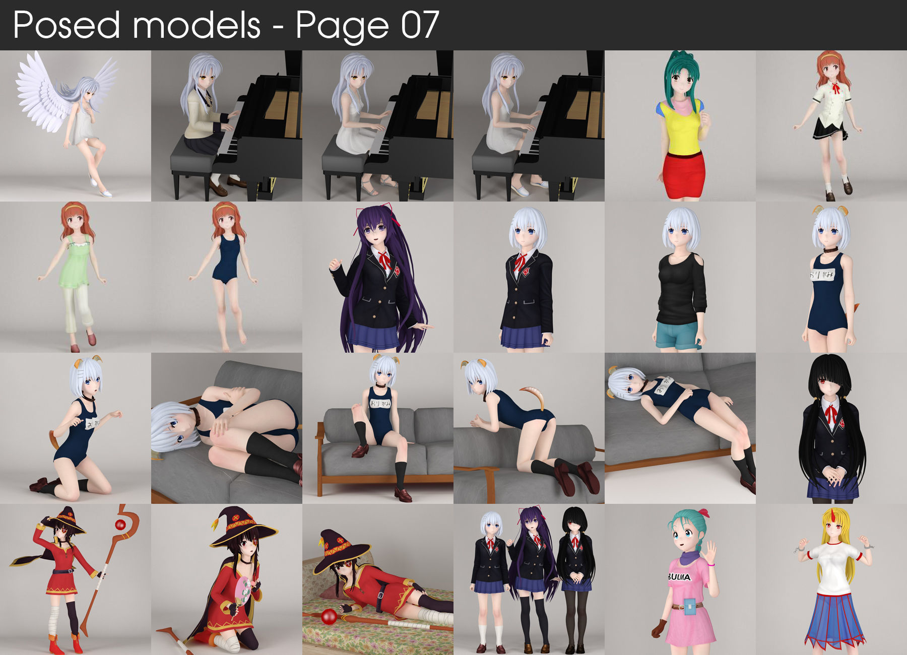 Anime girls collection 3D model_11