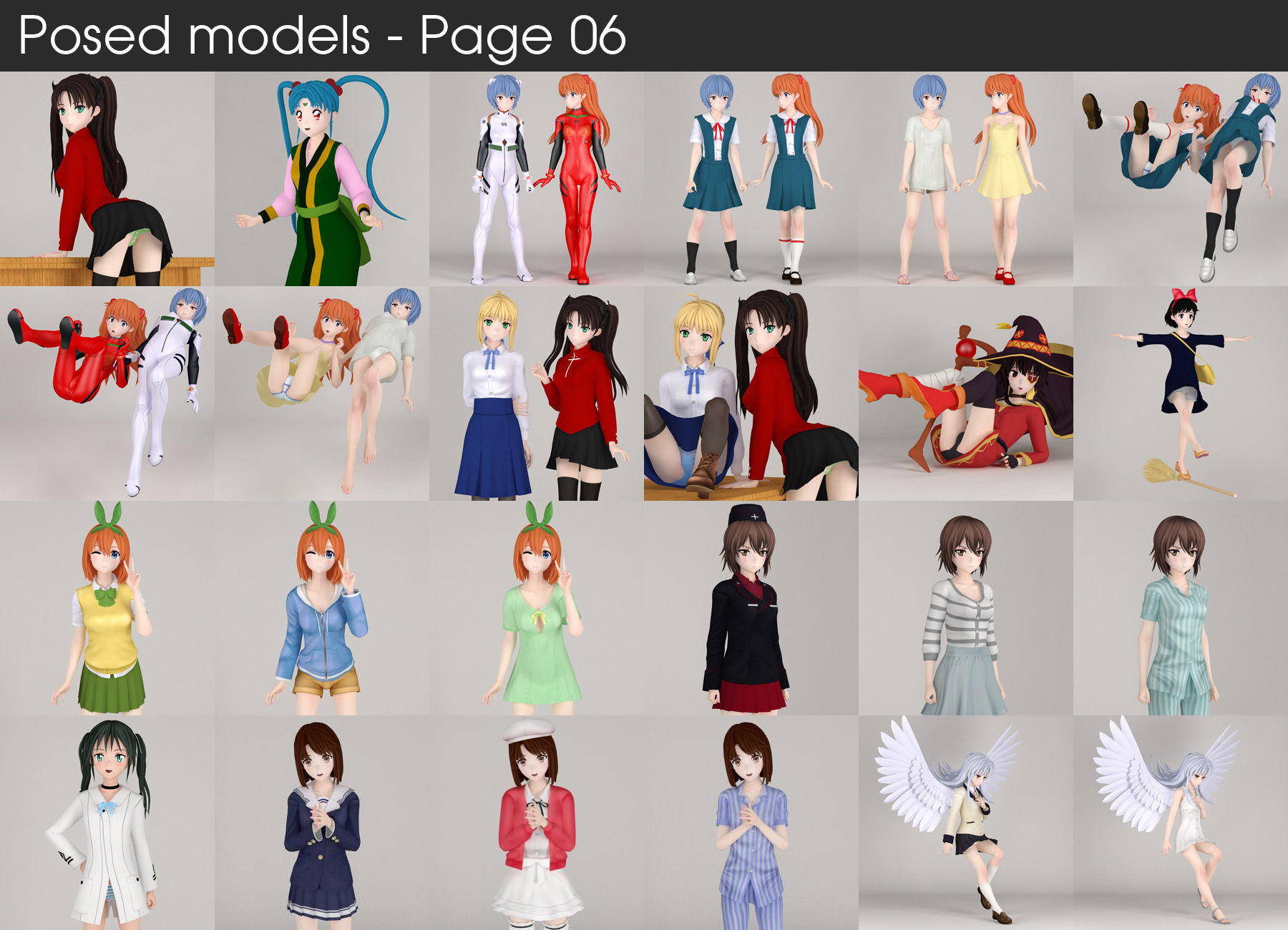 Anime girls collection 3D model_10