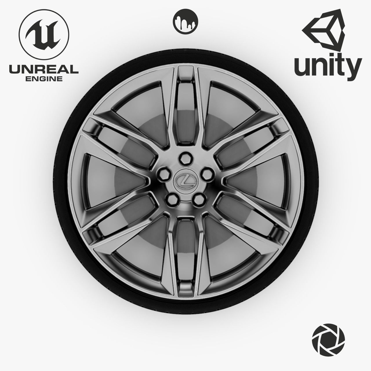 Wheel Steel-Chrome Alloy Rim Lexus 19 inch Michelin based Tire