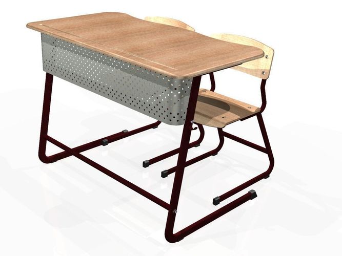 School Desk free 3D Model