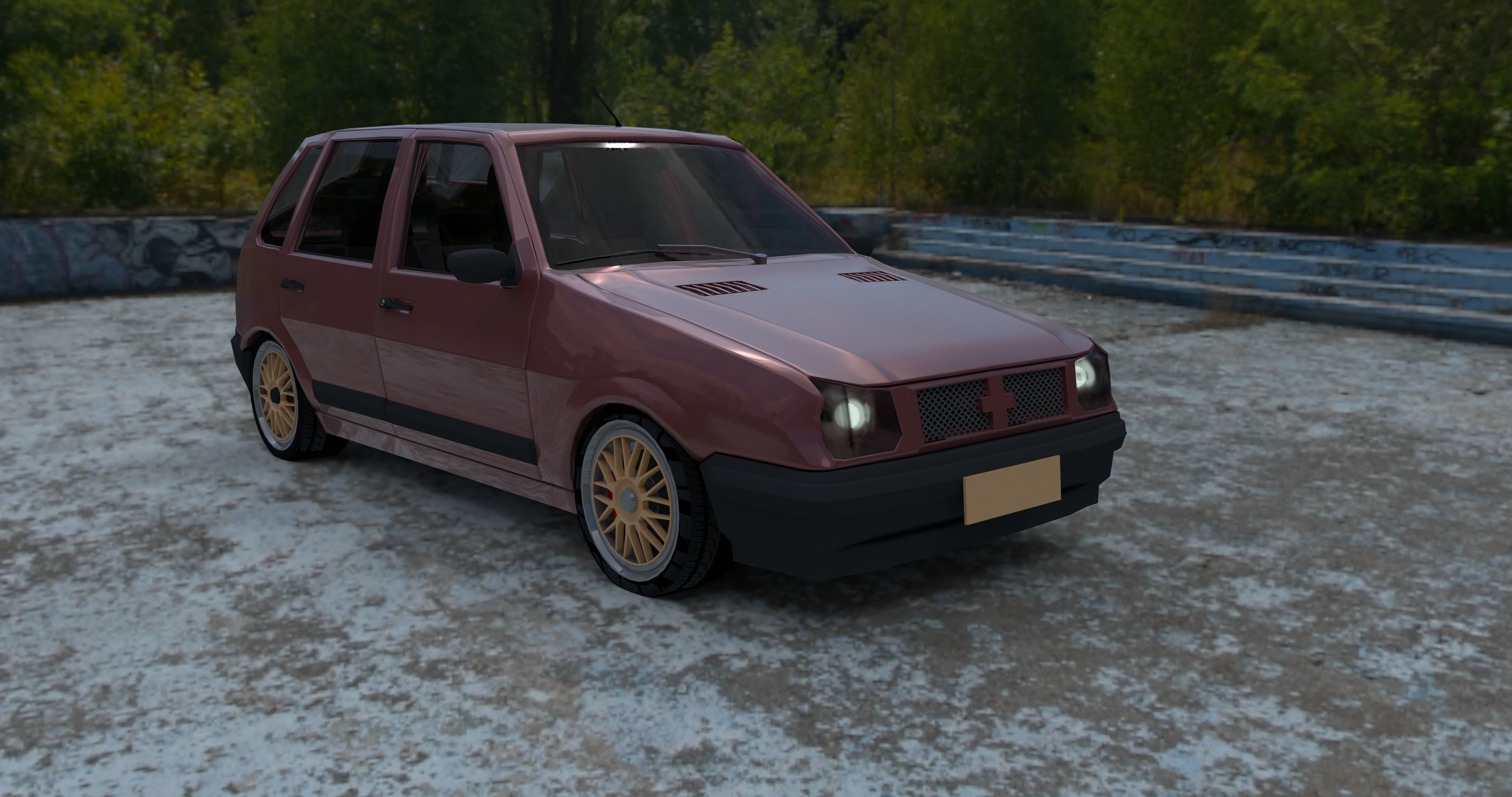 Hatchback with pbr shader and scene 3D model
