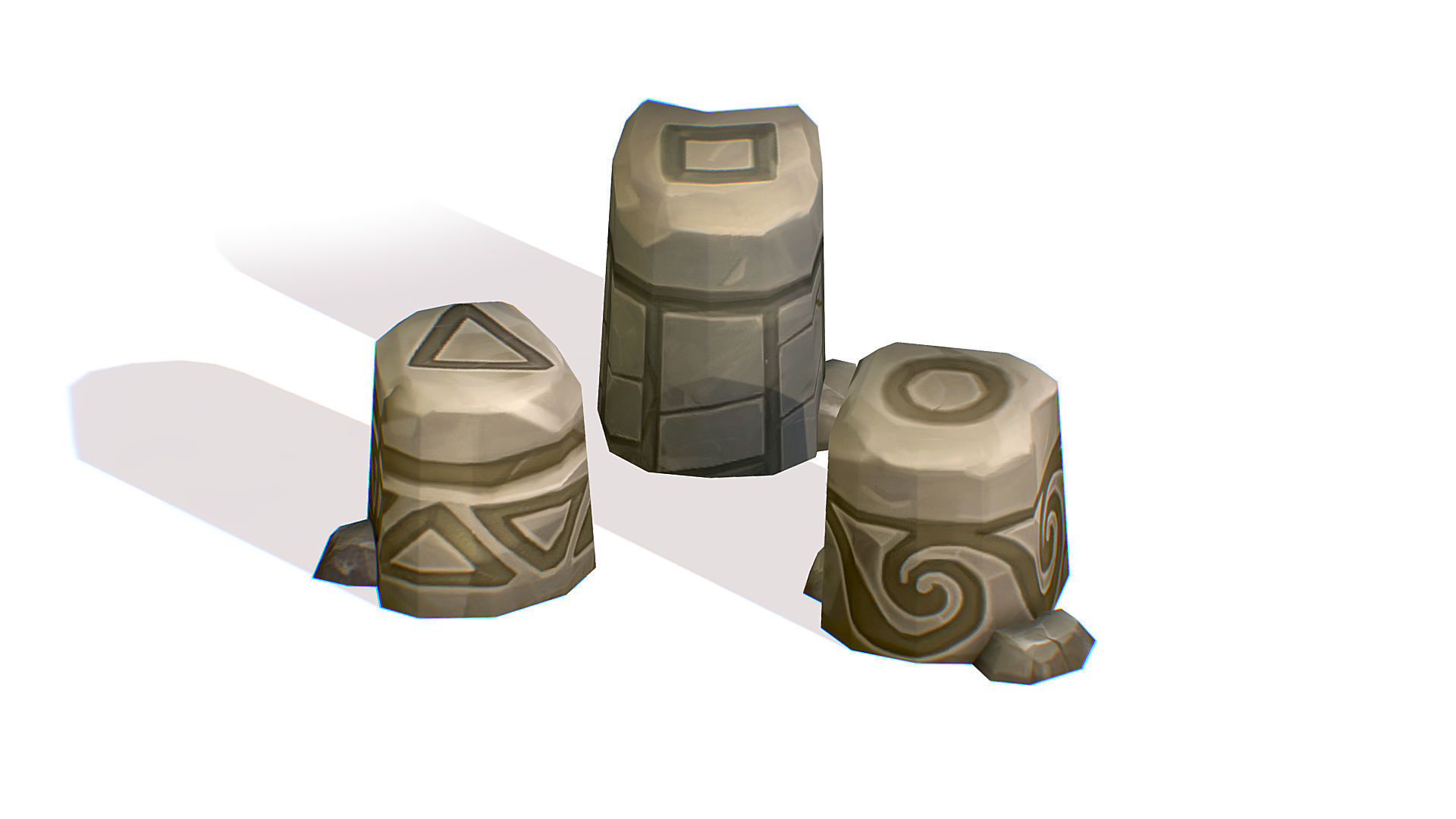 Handpaint Cartoon Stone Memorial Totem Symbol